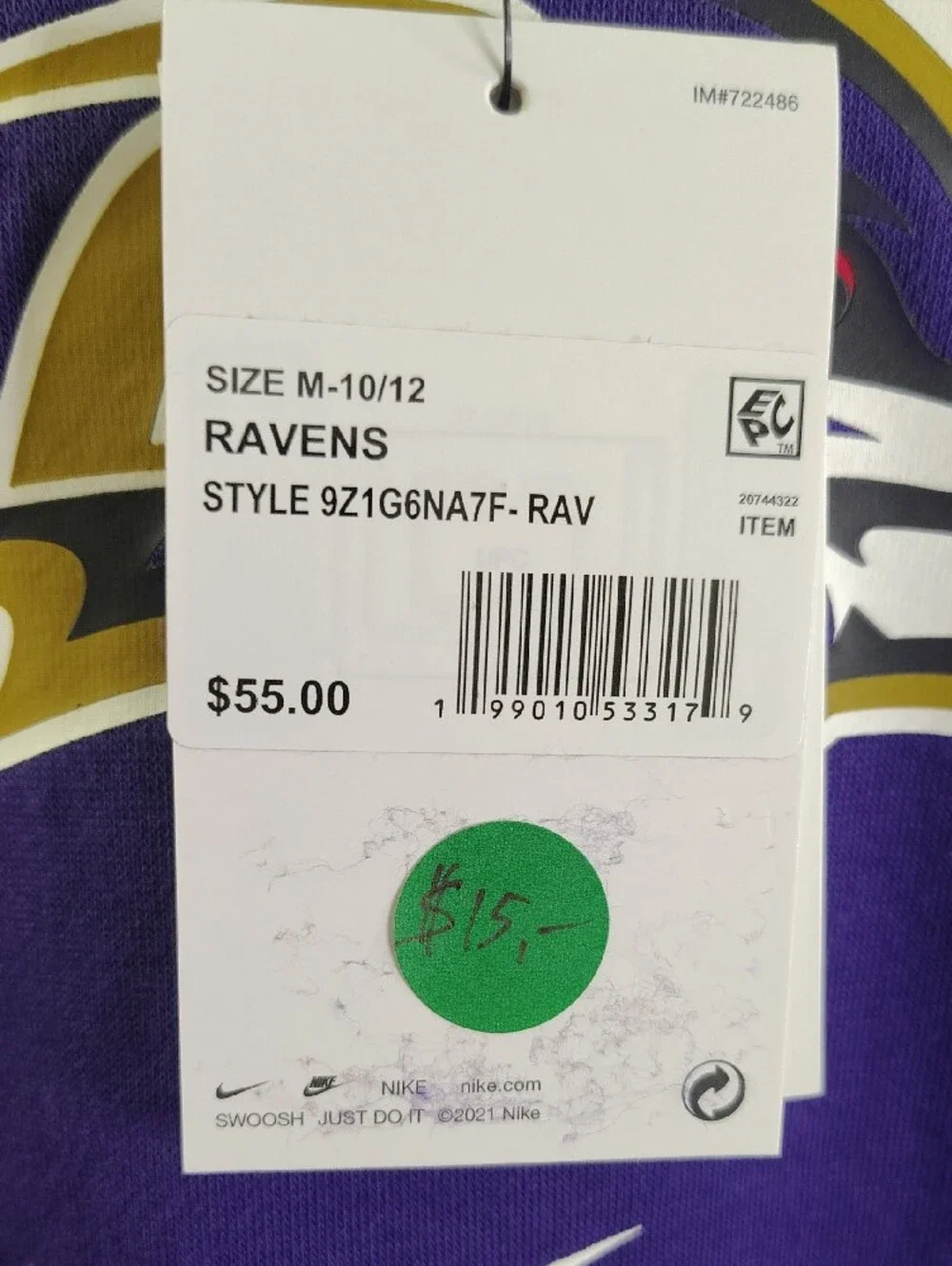 Nike Purple and Black Baltimore Ravens Cropped Sweatshirt